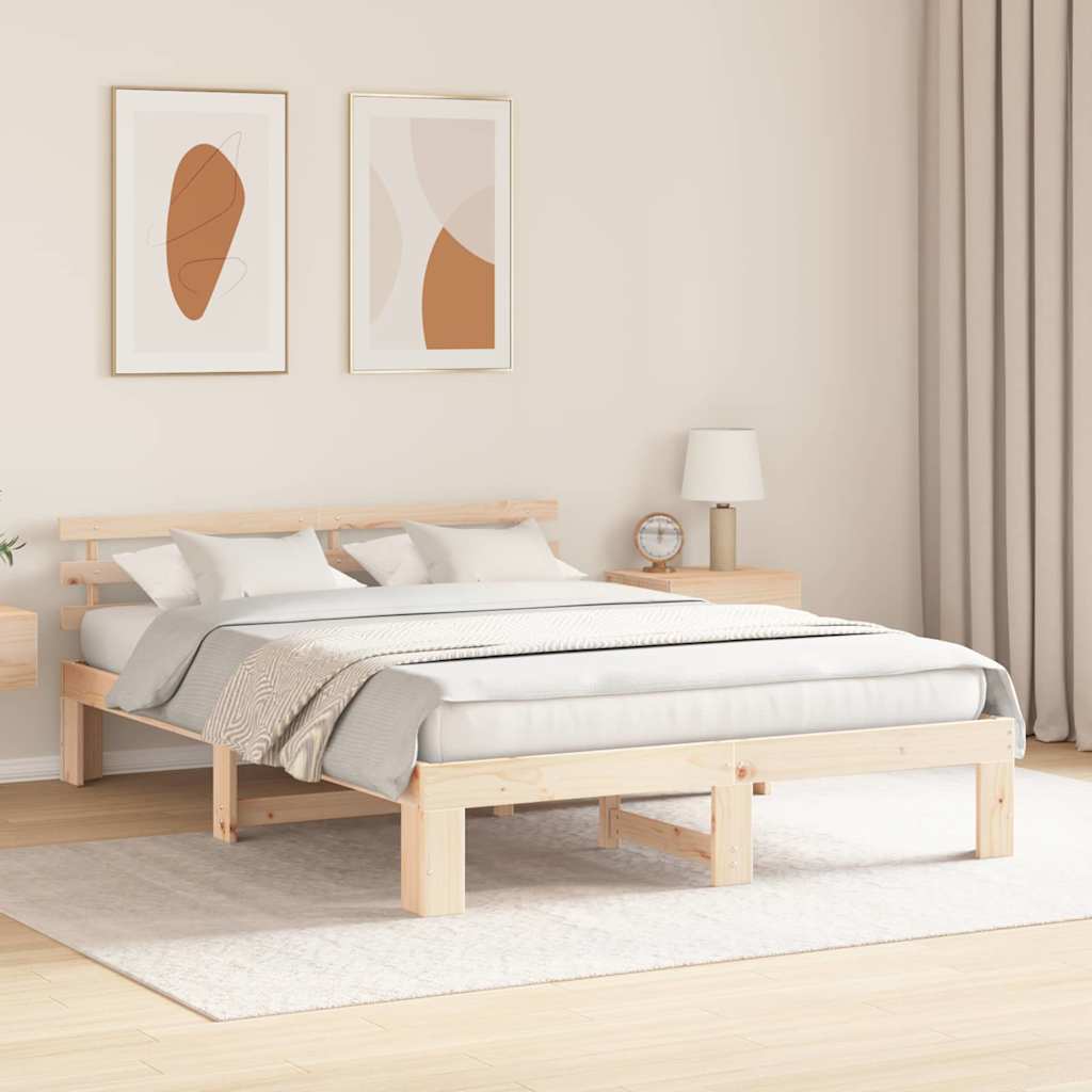 Estrutura da cama com cabeceira natural 150 x 200 cm