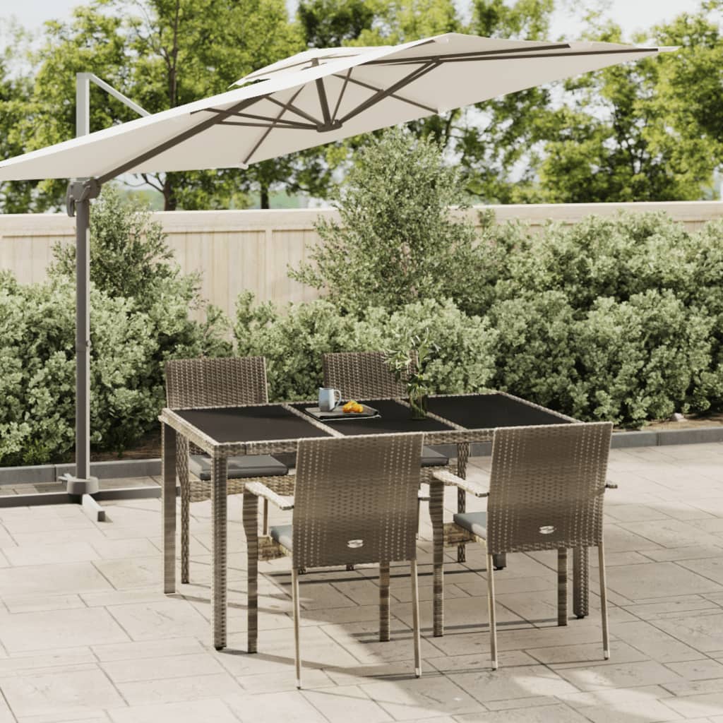 5 Pcs conjunto de jantar p/ jardim c/ almofadões vime PE cinza