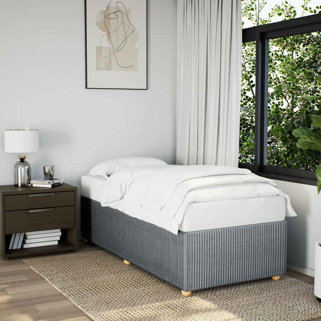 Estrutura de cama sem colchão 100x200 cm tecido cinzento-claro