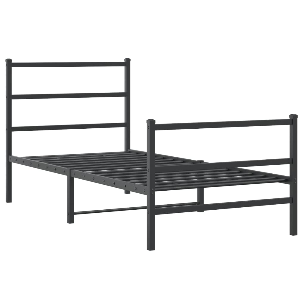 Estrutura de cama com cabeceira e pés 90x190 cm metal preto