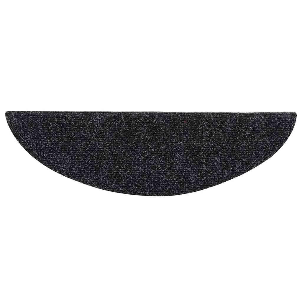 Tapetes de escada autoadesivos 5 peças 56x17x3 cm pretos semicirculares