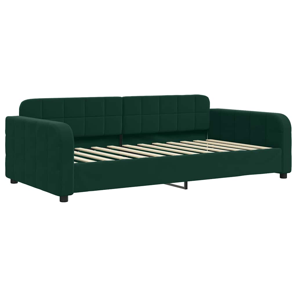 Sofá-cama com colchão 100x200 cm veludo verde-escuro