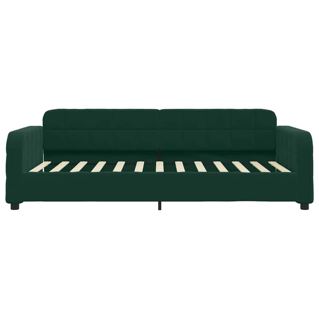 Sofá-cama com colchão 100x200 cm veludo verde-escuro