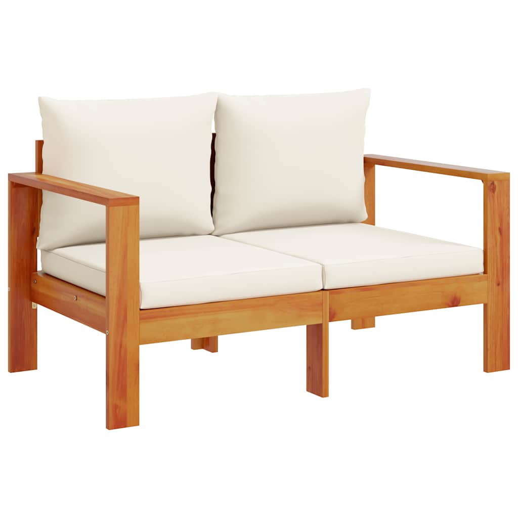 3 Pcs conjunto de sofás de jardim com almofadões acácia maciça