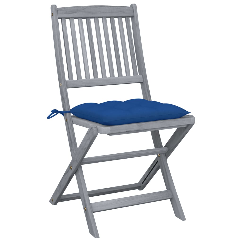 Cadeiras exterior dobráveis c/ almofadões 4 pcs acácia maciça