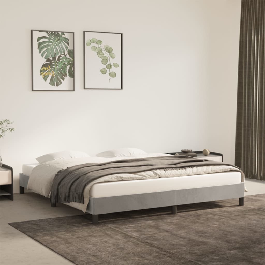 Estrutura de cama sem colchão 160x200 cm veludo cinzento-claro