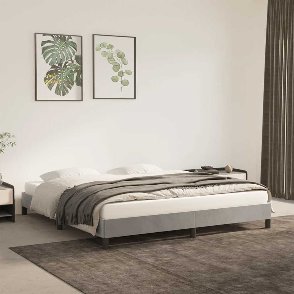 Estrutura de cama sem colchão 160x200 cm veludo cinzento-claro