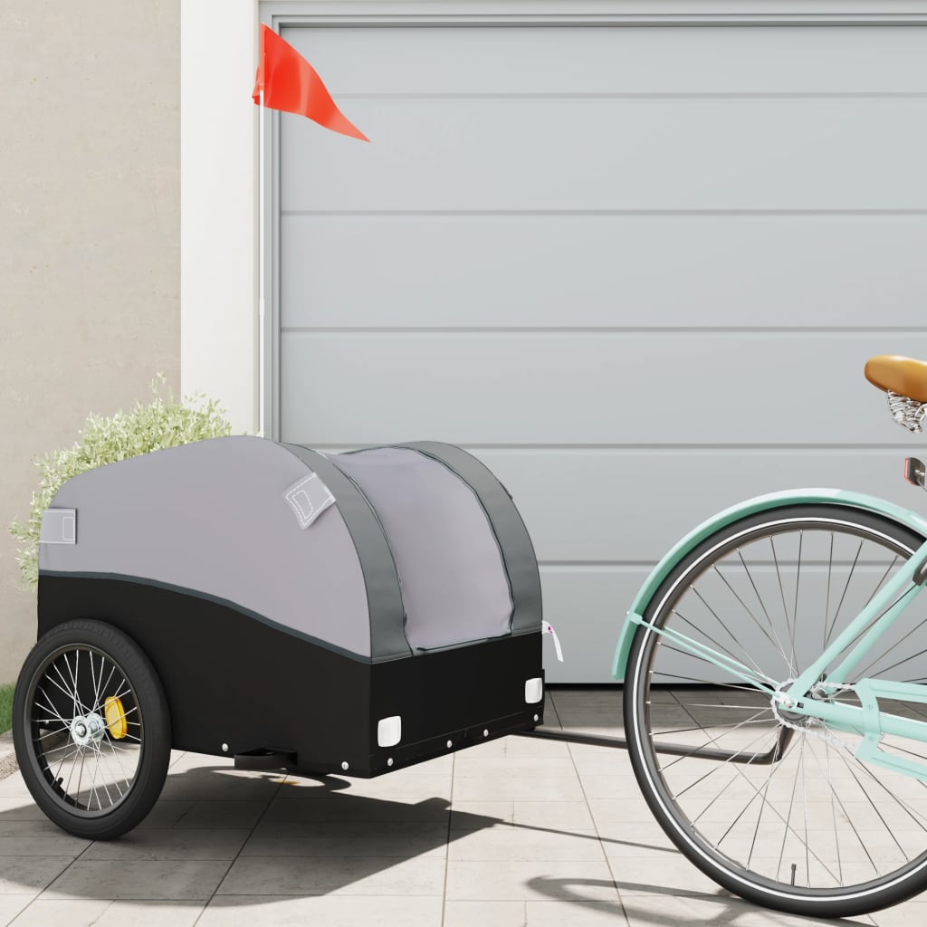 Reboque para bicicleta 45 kg ferro preto e cinza