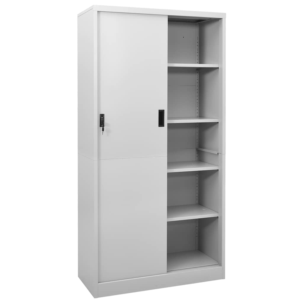 Armário escritório porta deslizante 90x40x180cm aço cinza-claro