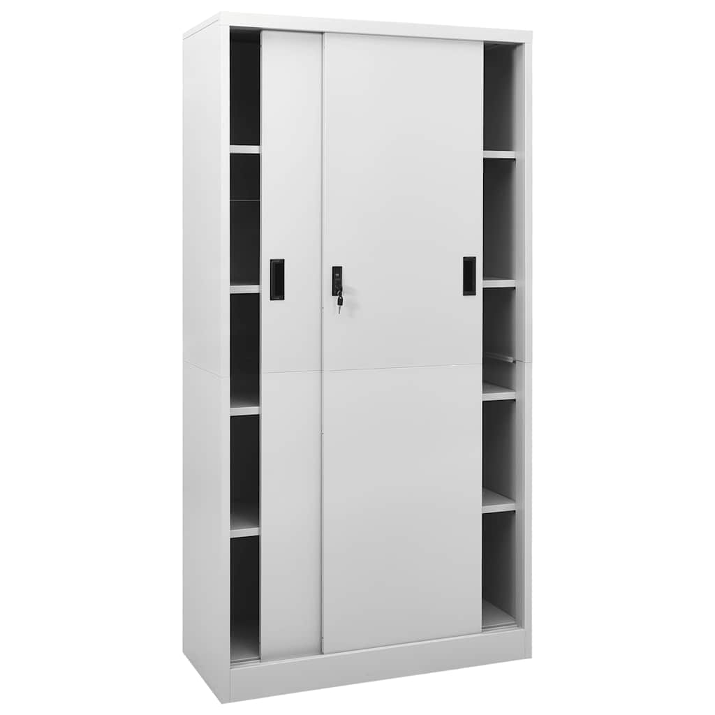 Armário escritório porta deslizante 90x40x180cm aço cinza-claro