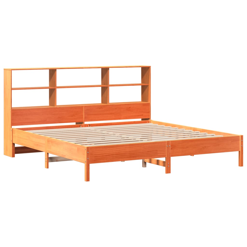 Cama com estante sem colchão 200x200 cm pinho maciço