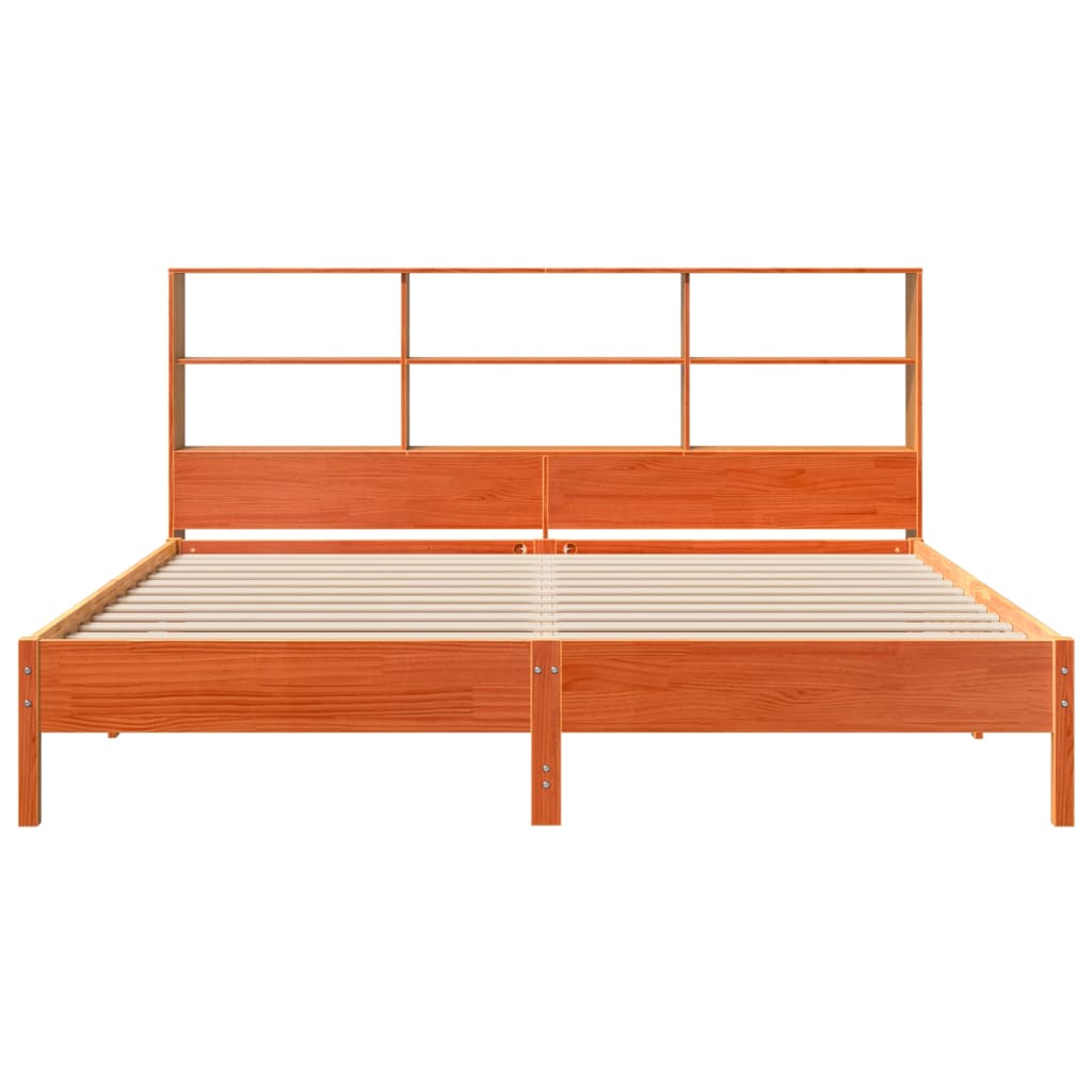 Cama com estante sem colchão 200x200 cm pinho maciço