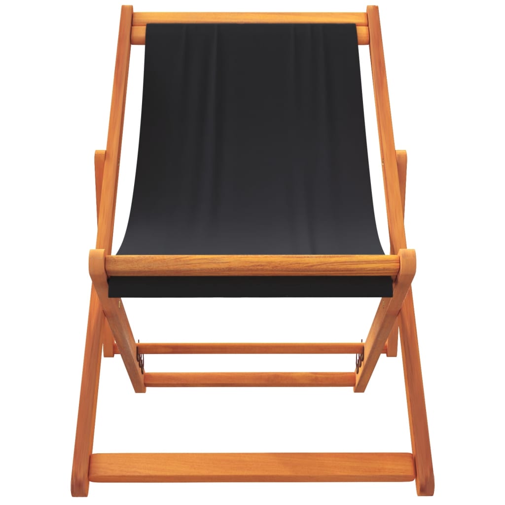 Cadeiras de praia dobráveis 2 pcs tecido preto
