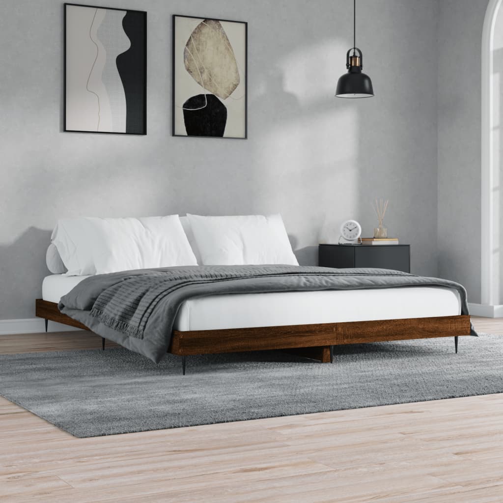 Estrutura cama sem colchão 200x200 cm carvalho castanho