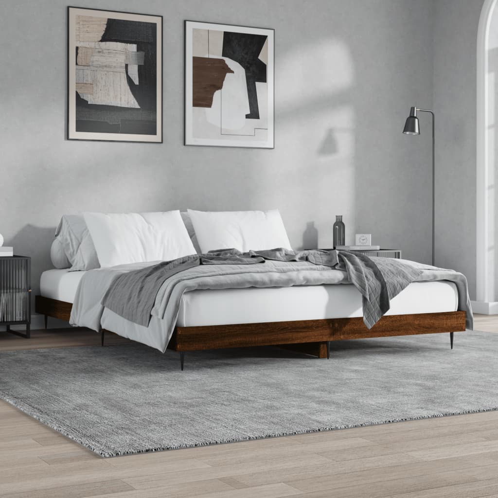 Estrutura cama sem colchão 200x200 cm carvalho castanho