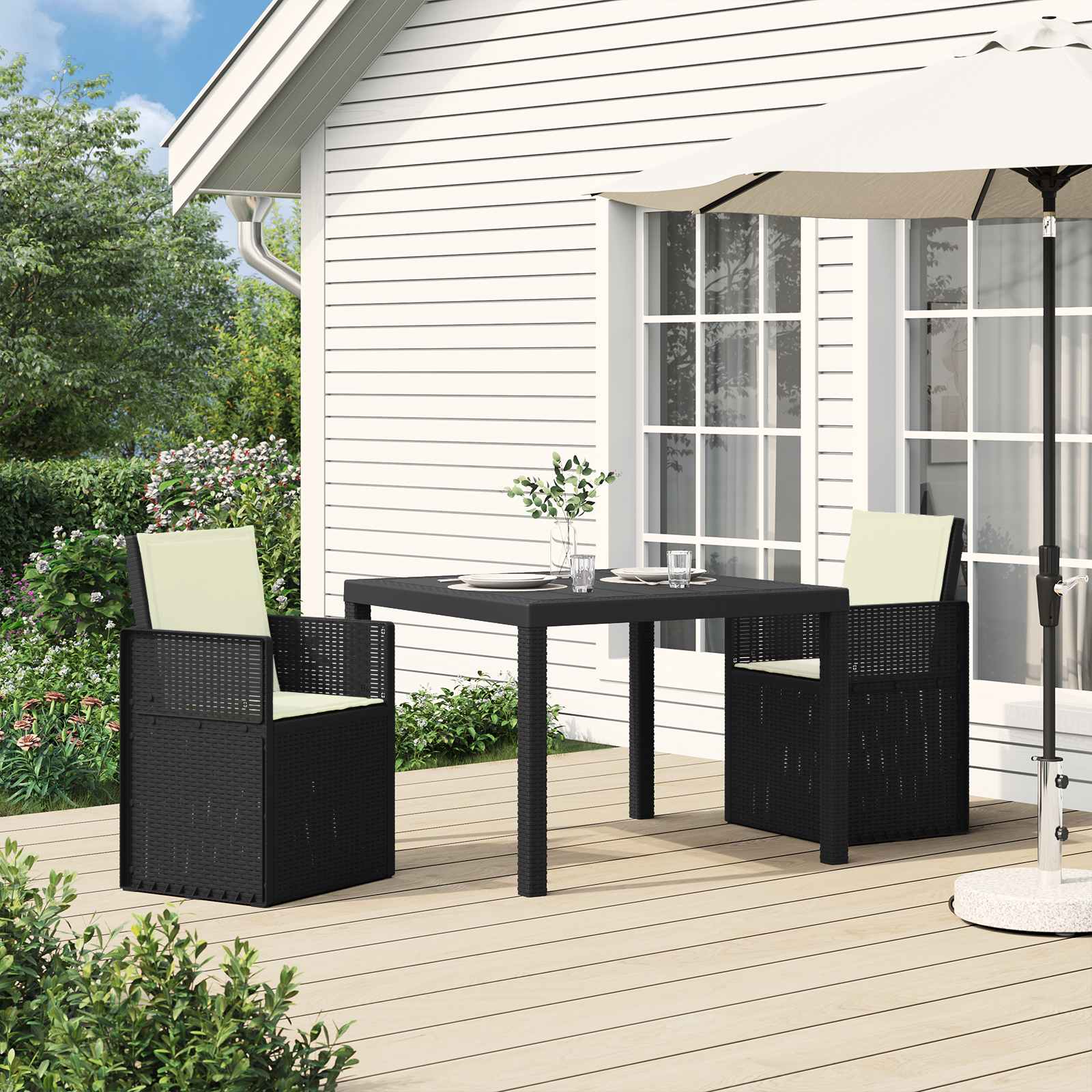 Cadeiras de jantar para jardim 2 unid. antracite e creme PP