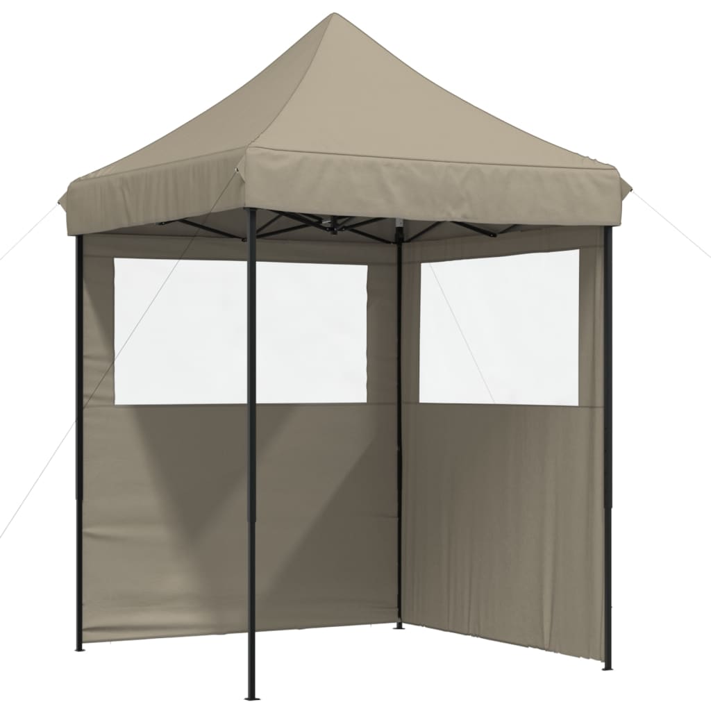 Tenda p/ festas pop-up dobrável c/ 2 paredes cinza-acastanhado