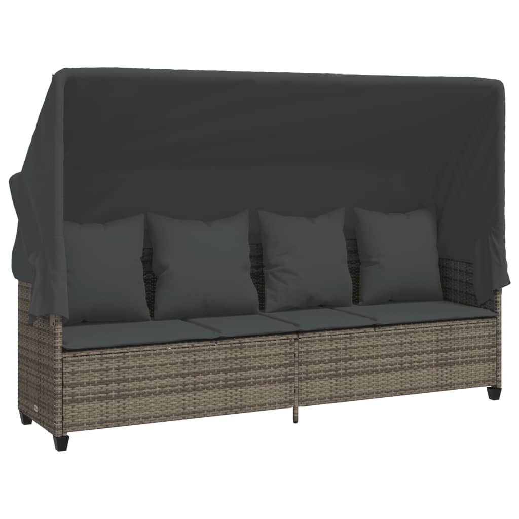 5 Pcs conjunto sofás de jardim c/ almofadões vime PE cinzento