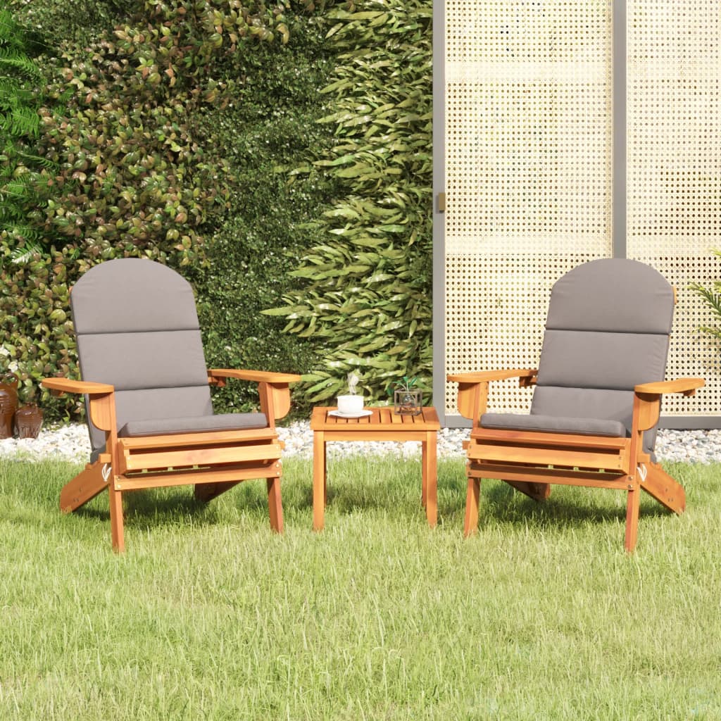 3 Pcs conjunto lounge de jardim adirondack acácia maciça