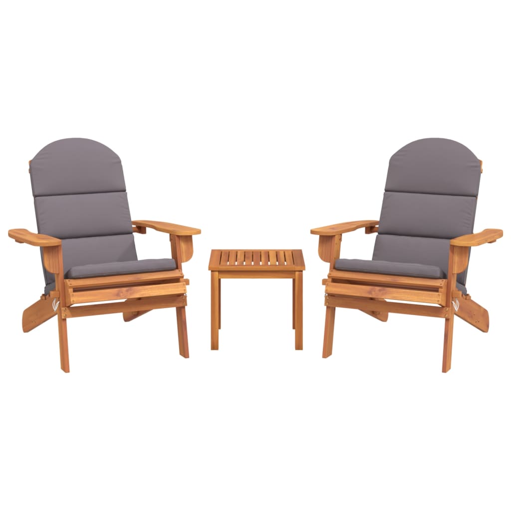 3 Pcs conjunto lounge de jardim adirondack acácia maciça