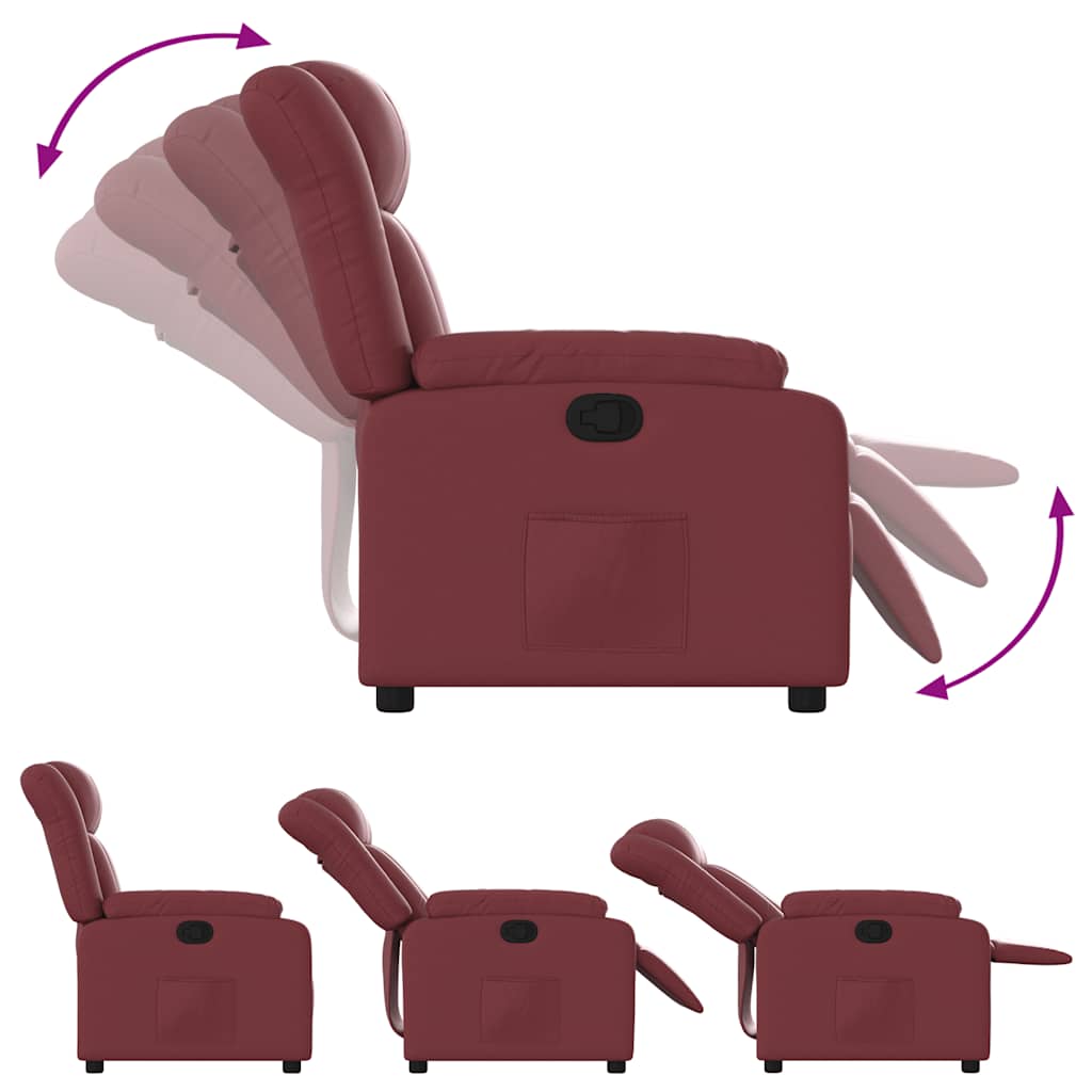Poltrona reclinável couro artificial vermelho tinto