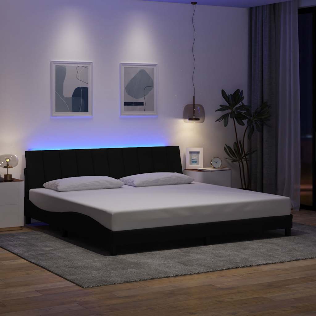 Estrutura de cama sem colchão hanko 200x200 cm tecido preto