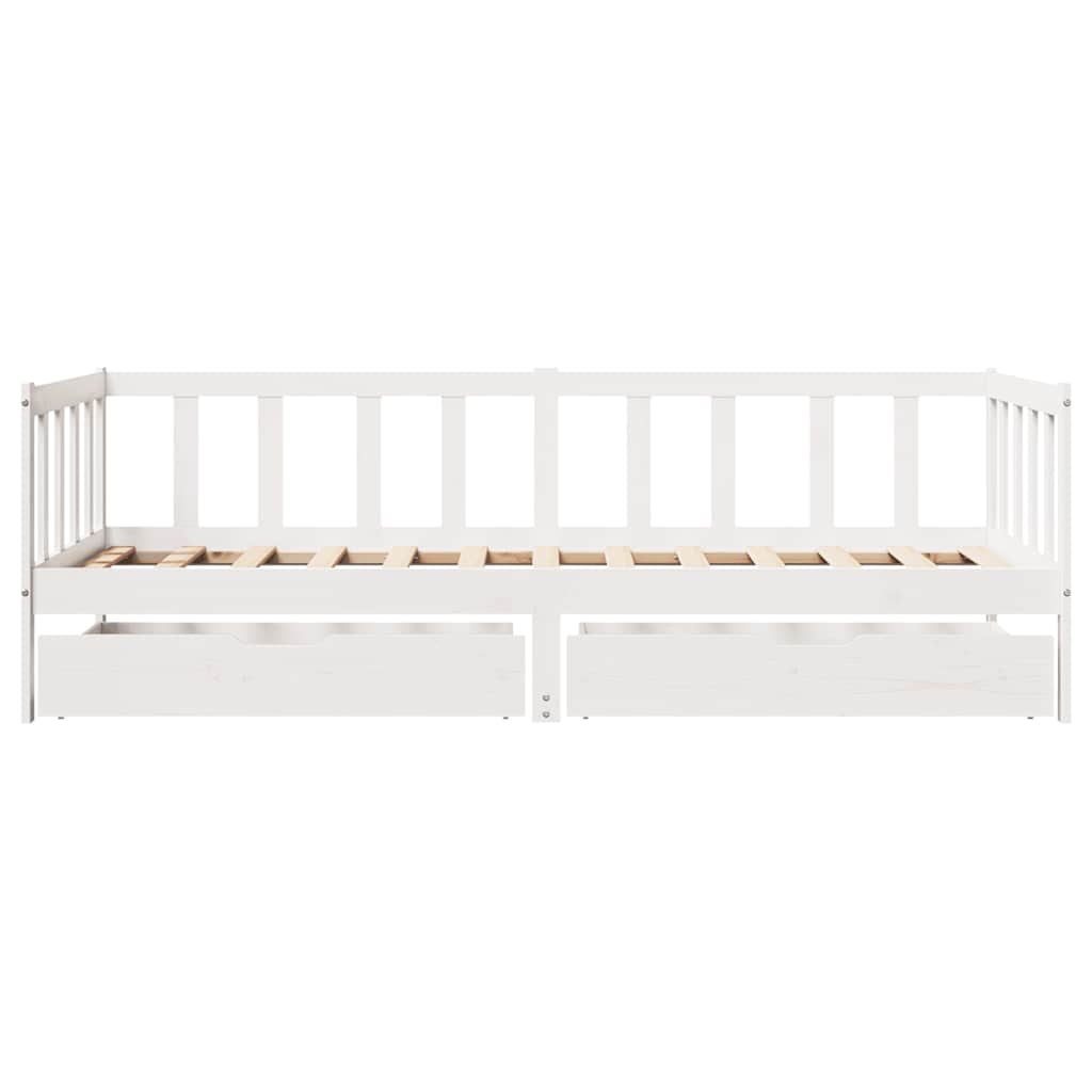 Sofá-cama c/ gavetas 90x190 cm madeira de pinho maciça branco