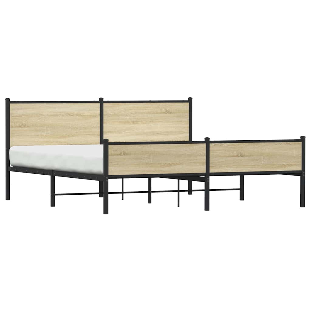 Estrutura de cama sem colchão 160x200cm metal carvalho sonoma