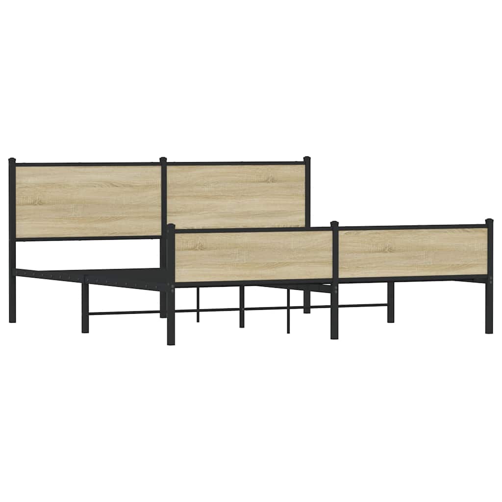 Estrutura de cama sem colchão 160x200cm metal carvalho sonoma