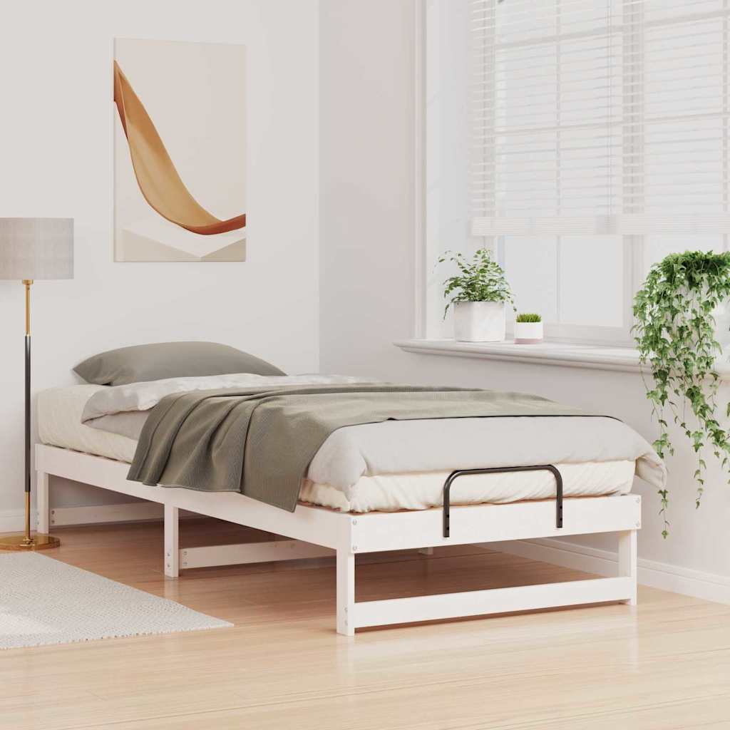 Estrutura da cama branco 80 x 220 cm madeira de pinheiro sólida