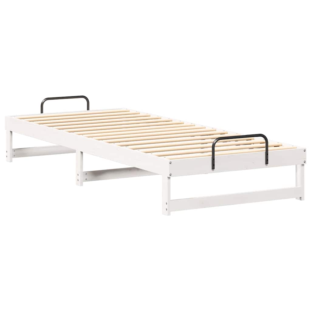 Estrutura da cama branco 80 x 220 cm madeira de pinheiro sólida