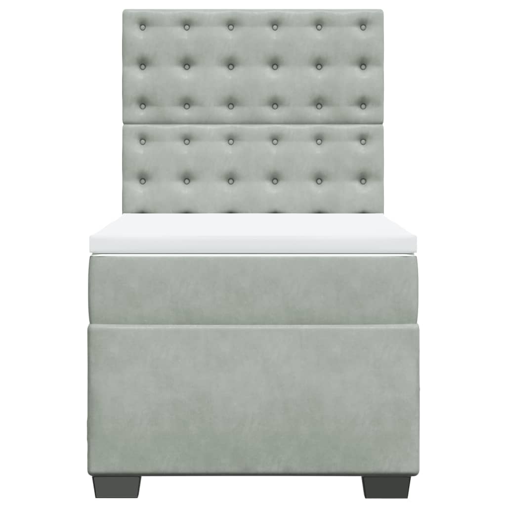 Cama com molas/colchão 90x190 cm veludo cinza-claro