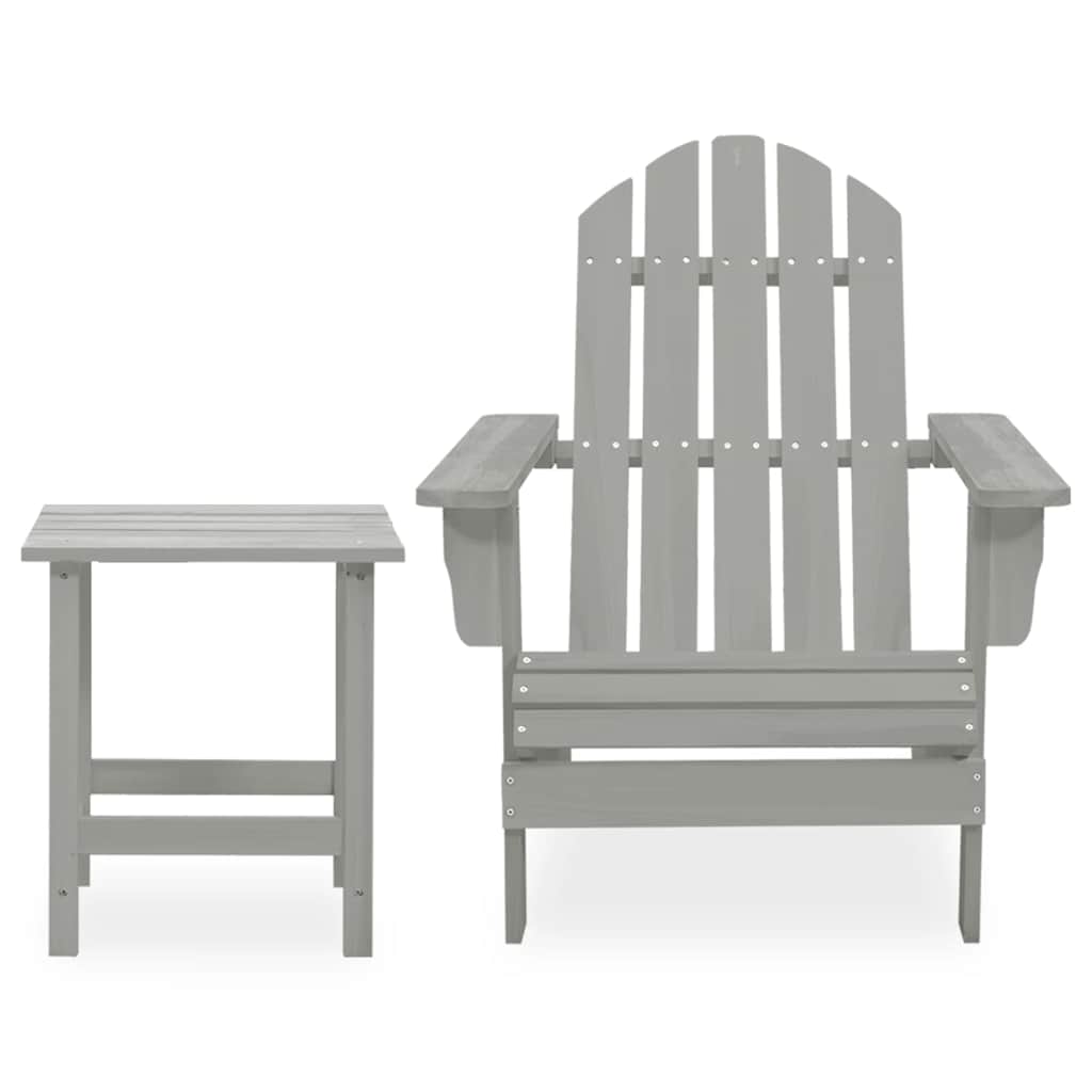 Cadeira de jardim adirondack com mesa madeira de abeto cinzento