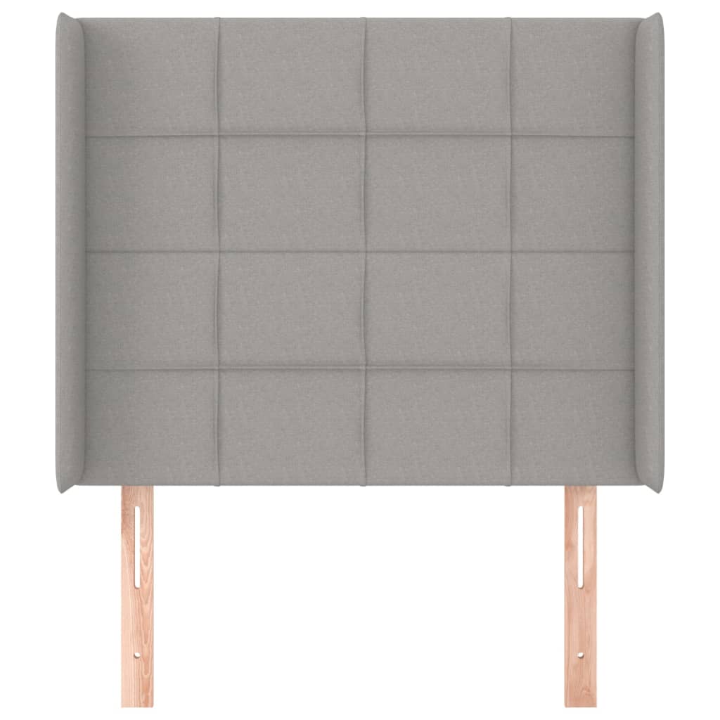 Cabeceira cama c/ abas tecido 103x16x118/128 cm cinzento-claro