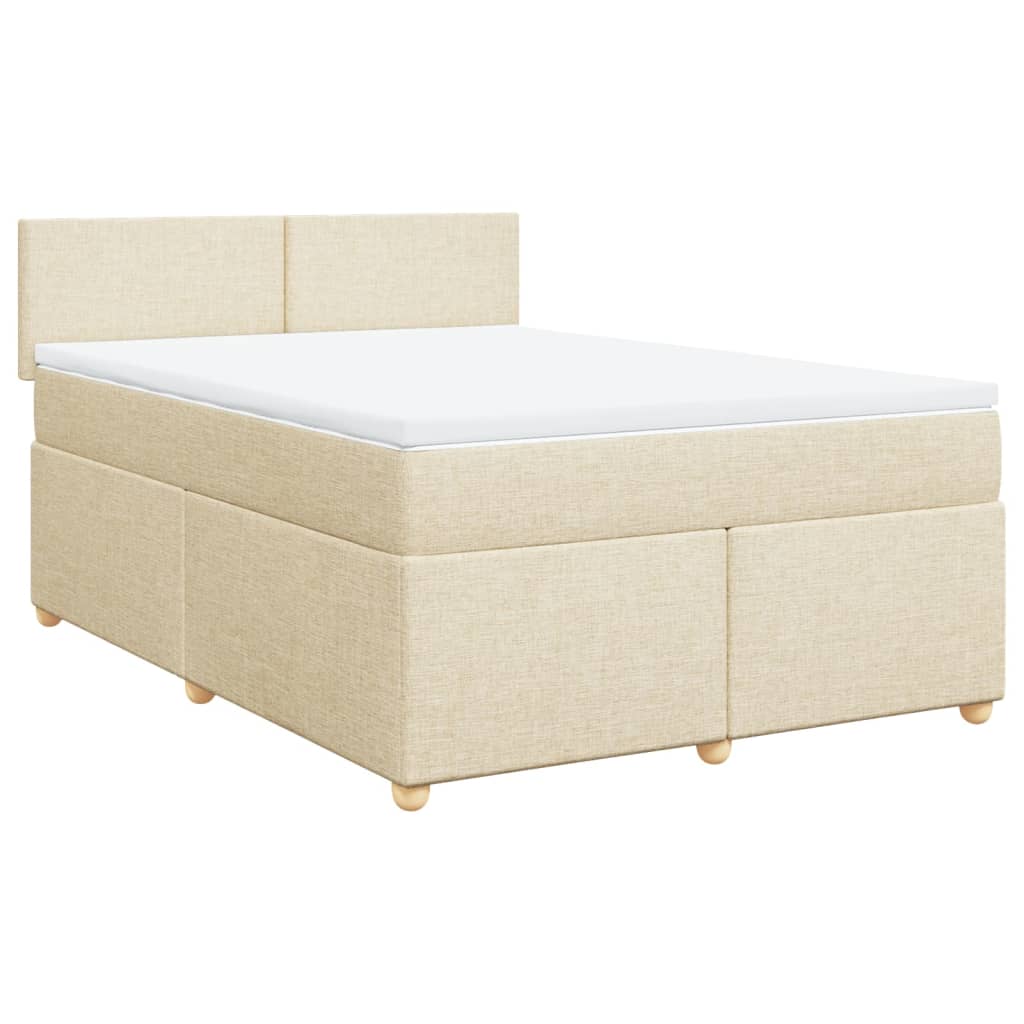Cama com molas/colchão 140x190 cm tecido cor creme