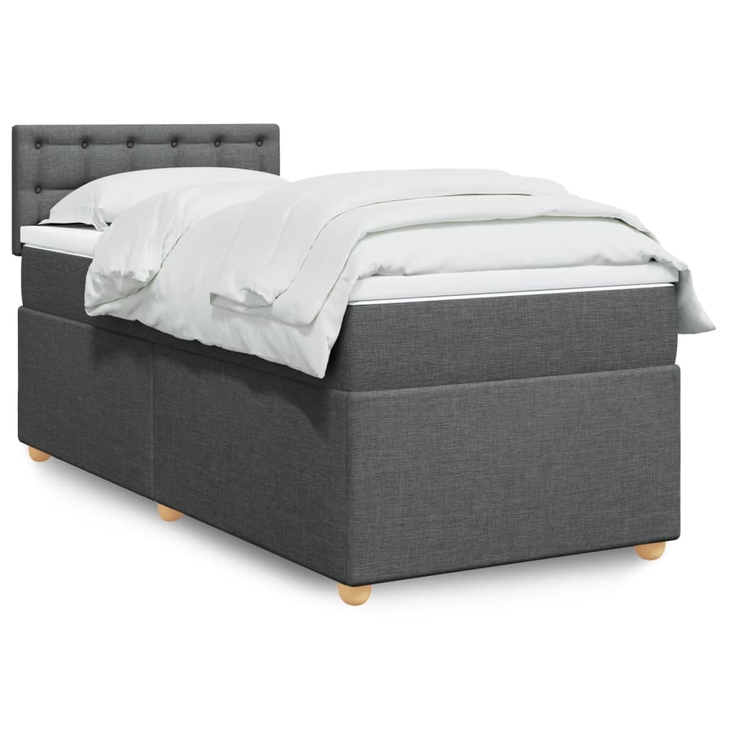 Cama com molas/colchão 100x200 cm tecido cinza-escuro