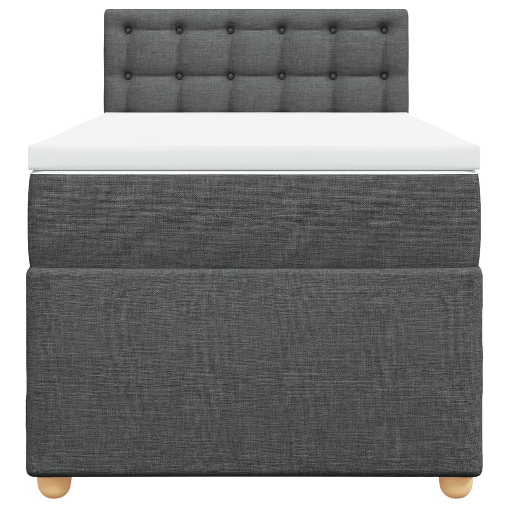 Cama com molas/colchão 100x200 cm tecido cinza-escuro