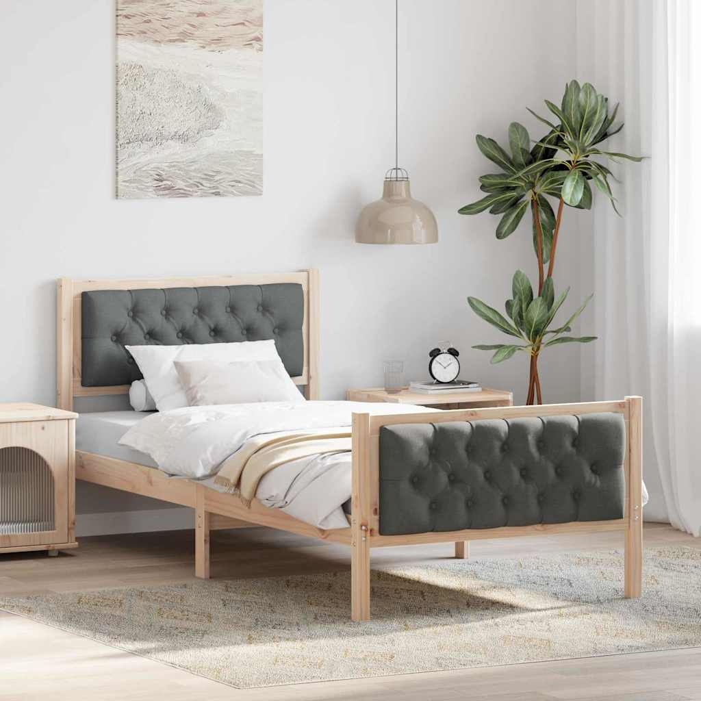 Estrutura da cama com cabeceira cinza escuro 90 x 200 cm