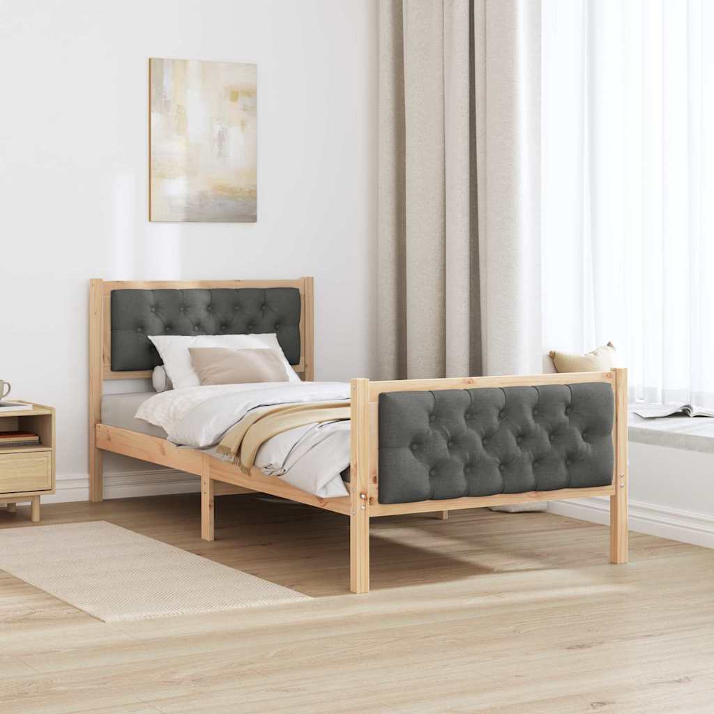 Estrutura da cama com cabeceira cinza escuro 90 x 200 cm