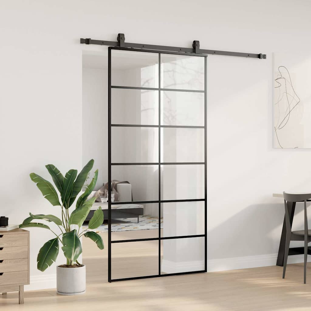 Porta deslizante c/ conj ferragens 102x205cm vidro esg preto