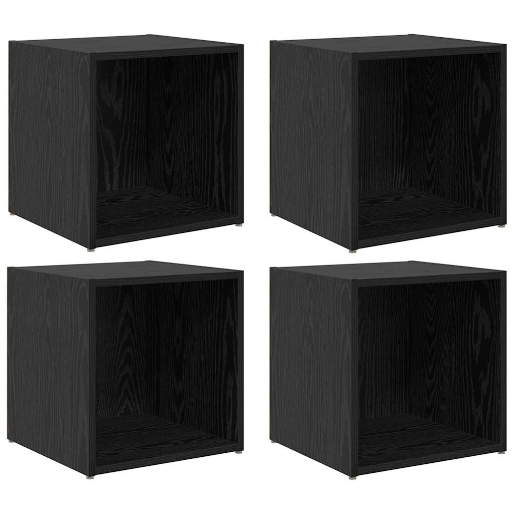 Conjunto de móvel de TV 4 unid. preto derivados de madeira