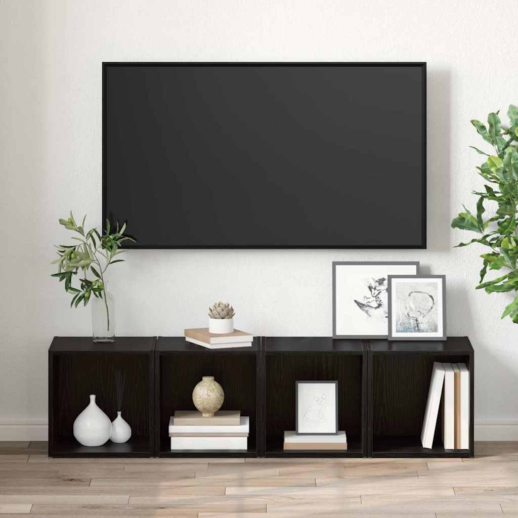 Conjunto de móvel de TV 4 unid. preto derivados de madeira