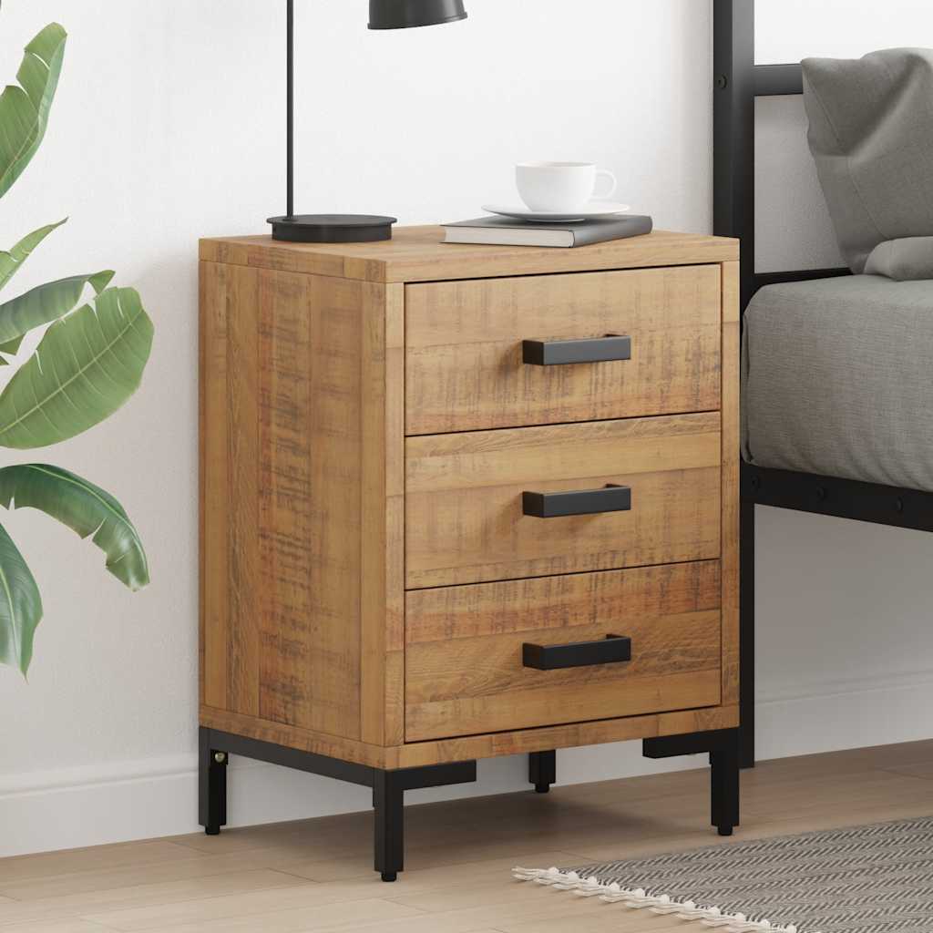 Mesa de cabeceira 40x30x55 cm pinho reciclado maciço castanho