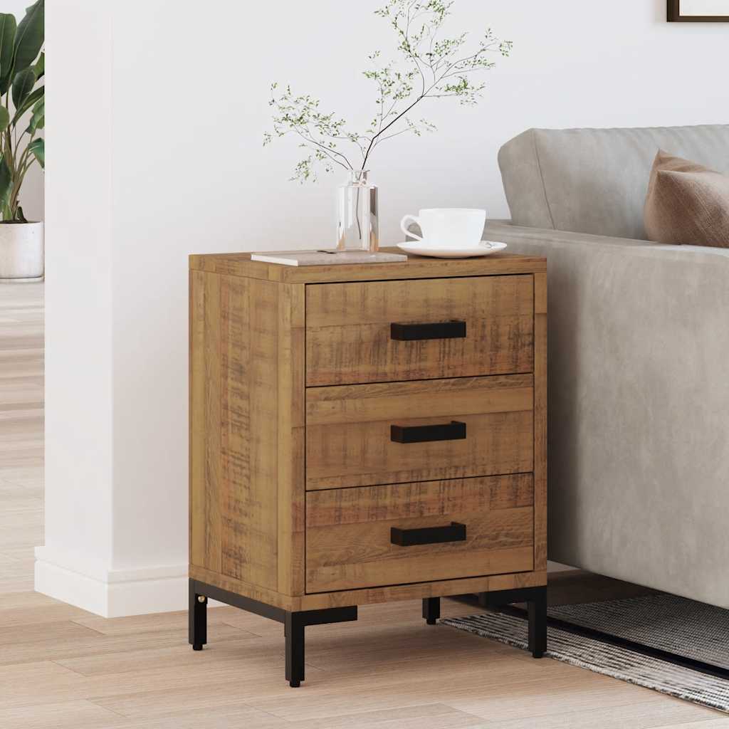 Mesa de cabeceira 40x30x55 cm pinho reciclado maciço castanho