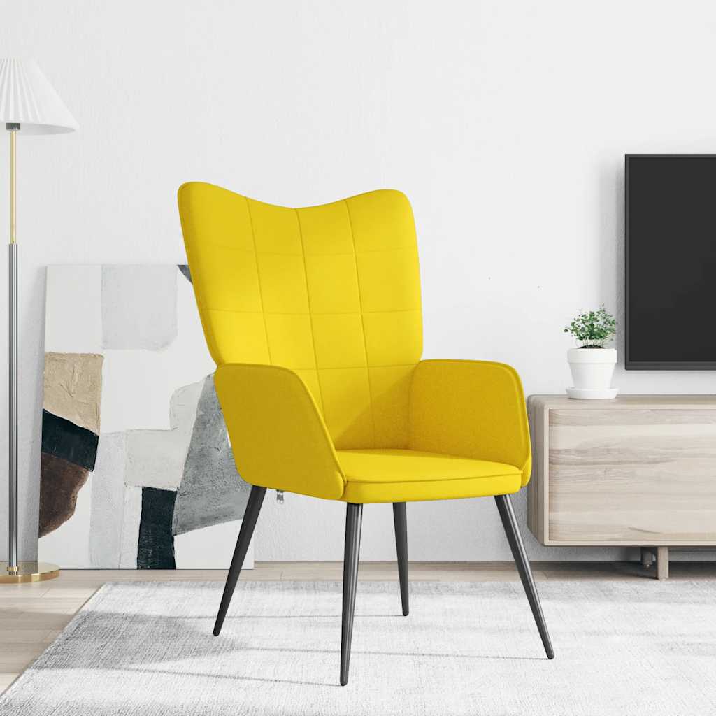 Cadeira de descanso tecido amarelo mostarda