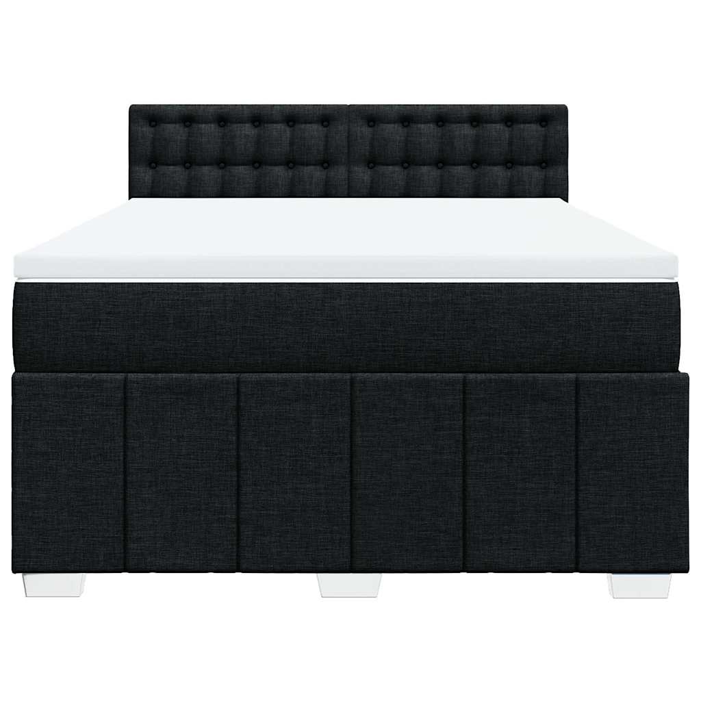 Cama com molas/colchão 140x200 cm tecido preto