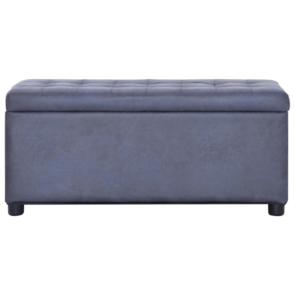 Banco de arrumação 87,5 cm camurça artificial cinzento