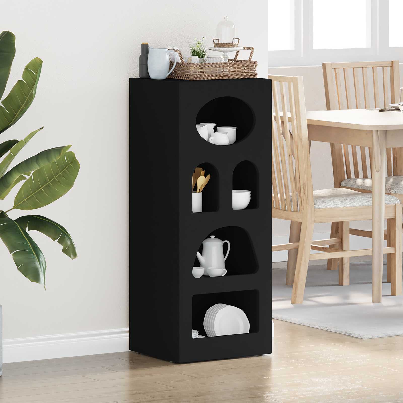 Buffet elst preto 40 x 35 x 100,5 cm derivados de madeira