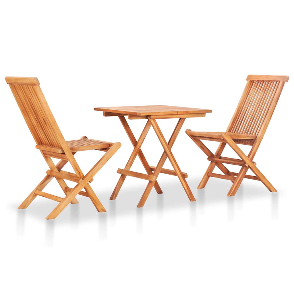 Conjunto bistrô c/ almofadões cinzentos 3 pcs teca maciça