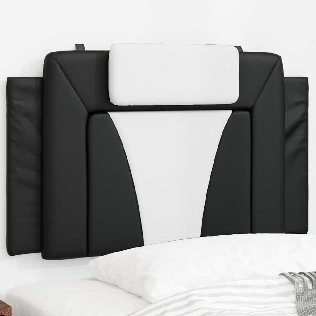 Almofadão de cabeceira viana 80 cm couro artificial preto e branco